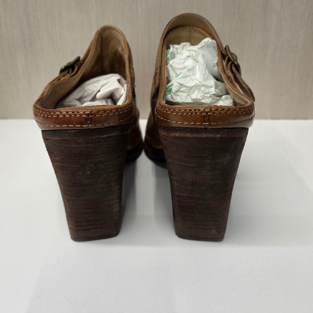 Frye Patty Slingback Clog Cognac Brown Leather Buckle Mule Heel 3471137 11M - Picture 5 of 8